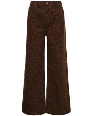 Rally Movement Leopard-Print Baggy Jeans - Brown