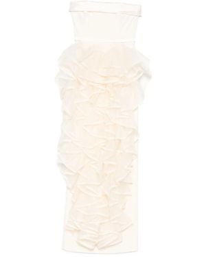 Viktor & Rolf Ruffled Strapless Maxi Dress - White