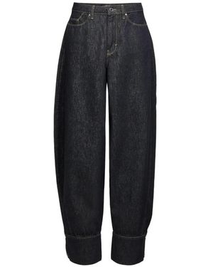 KARL LAGERFELD Cuff-Detail Wide-Leg Jeans - Blue