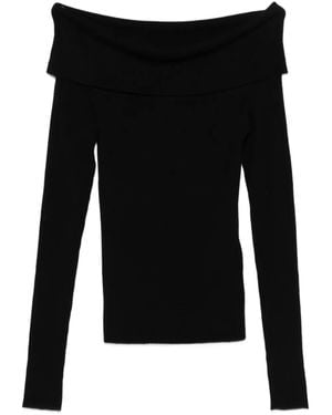 Liu Jo Off-Shoulder Ribbed Jumper - Black