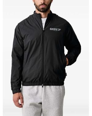 EA7 Logo-Print Ripstop Jacket - Black