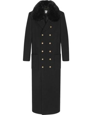 Saint Laurent Long Double-breasted Gabardine Coat - Black
