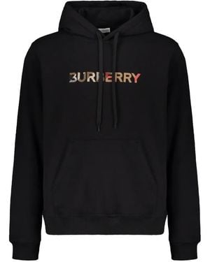 Burberry Logo-Print Drawstring Hoodie - Black