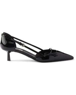 Prada Open-Side Patent-Leather Heeled Court Shoes - Black