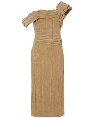 Tory Burch Twist-Detail Velvet Midi Dress - Natural