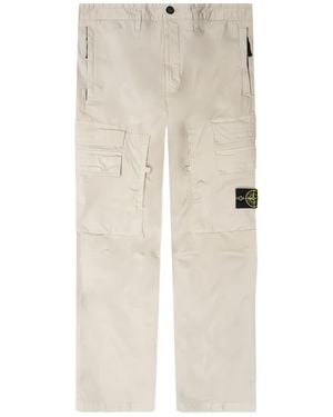 Stone Island Cargo-Pocket Logo-Appliqué Trousers - Natural
