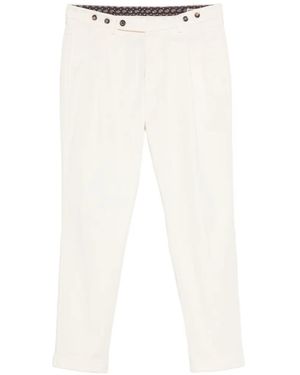 Berwich Pleated Button-Detail Trousers - White