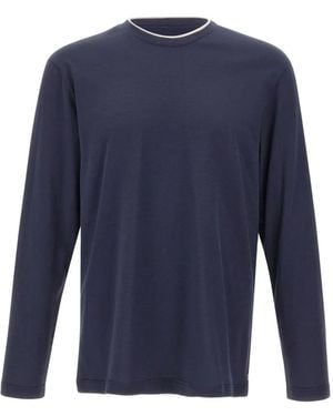 Eleventy Crew-Neck Cotton Jumper - Blue