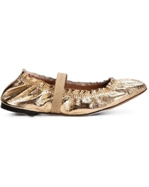 Odissi Flora Elasticated Ruched Ballet Flats - White