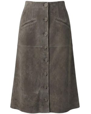 Veronica Beard Callisian Suede Midi Skirt - Grey