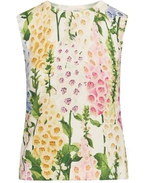 Oscar de la Renta Foxglove Printed Tank Top - White