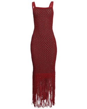 DIOTIMA Gala Fringe-Detail Knitted Dress - Red