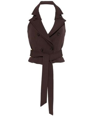 Elisabetta Franchi V-Neck Top - Brown