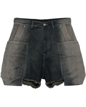 Rick Owens Frayed Pocket Denim Shorts - Grey