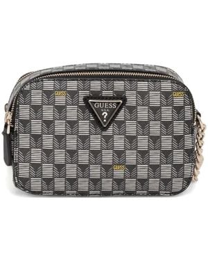 Guess ロゴプレート ショルダーバッグ - グレー