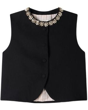 Sandro Blazer Con Apliques - Negro