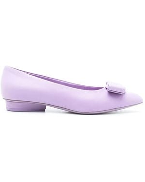 Ferragamo Bow Detail Ballerina Shoes - Purple