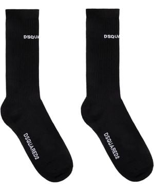 DSquared² Logo-Knit Ribbed Socks - Black