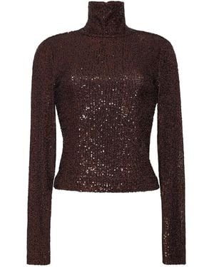 Cara Cara Piper Sequin Turtleneck Top - Brown