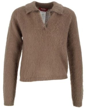 Max Mara Brushed-Knit Polo Sweater - Brown