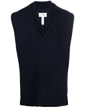 Maison Margiela Stylish Sleeveless Knit Vest For - Blue
