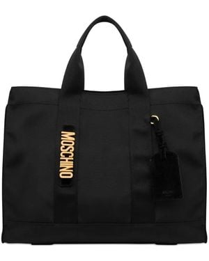 Moschino Logo-Plaque Tote Bag - Black