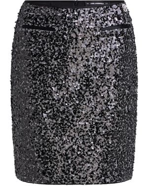 KARL LAGERFELD Herringbone Sequin Skirt - Black
