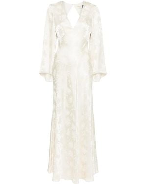 RIXO London Rosabella Floral-Jacquard Silk Gown - White