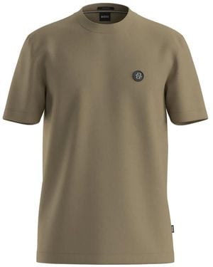 BOSS Mercerised-Cotton T-Shirt With Double B Monogram - Green