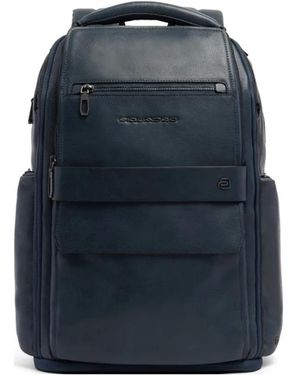 Piquadro Commute Leather Backpack - Blue
