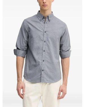 ARMANI EXCHANGE Curved-Hem Long-Sleeve Shirt - Grey