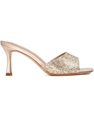 Nicoli 75Mm Square-Toe Crystal-Embellished Heeled Sandals - Natural