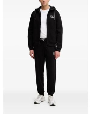 EA7 Hoodie Met Rits - Zwart