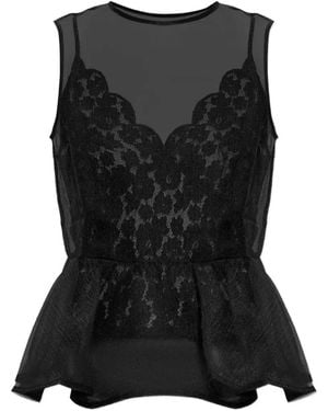 Baum und Pferdgarten Marlene Lace-Panelled Peplum Top - Black