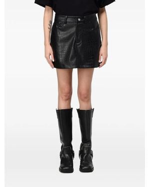 DISCLAIMER Crocodile-Effect Mini Skirt - Black