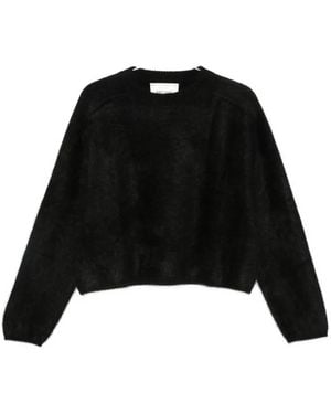 Soft Goat Fuzzy-Knit Sweater - Black
