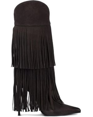 Le Silla 120Mm Andy Layered-Fringe Cowboy Boots - Black