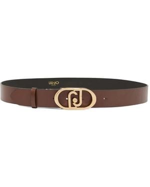 Liu Jo Lapuffy Leren Riem Met Logoplakkaat - Wit