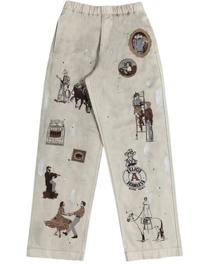 Samuel Zelig Westernhose mit Print - Weiß