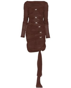 Mach & Mach Crystal-Embellished Draped Dress - Brown
