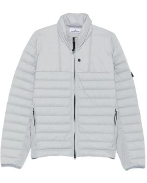 Stone Island Gesteppte Jacke Mit Logo-Patch - Grau