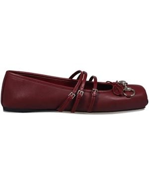 Gucci Horsebit Bow-Detail Leather Ballet Flats - Purple