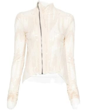 Rick Owens Sequin-Embellished Sheer Jacket - White