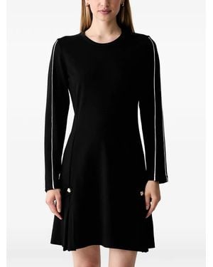 Liu Jo Side-Stripe Pleated-Detail Dress - Black