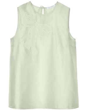 Cecilie Bahnsen Alba Bow-Embroidered Sleeveless Organza Blouse - Green