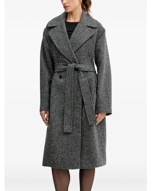 Iceberg Belted Double-Breasted Coat - Gray