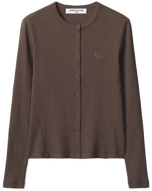 Maison Kitsuné Gerippter Baby Fox Cardigan - Braun