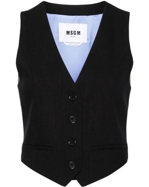 MSGM Button-Up Tailored Waistcoat - Black