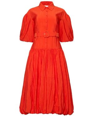 Cinq À Sept Daliah Belted Balloon-Sleeve Midi Dress - Red