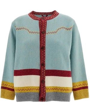 Bode Cardigan Rock Candy Con Design Color-Block - Blu